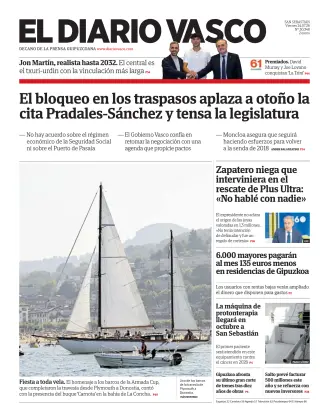 Portada de Diario Vasco, 24 de julio de 2026