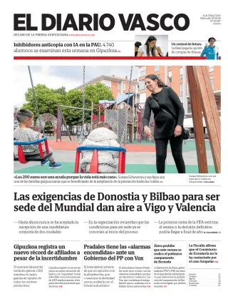 Portada de Diario Vasco, 3 de junio de 2026