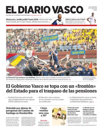 Portada de Diario Vasco, 8 de julio de 2026