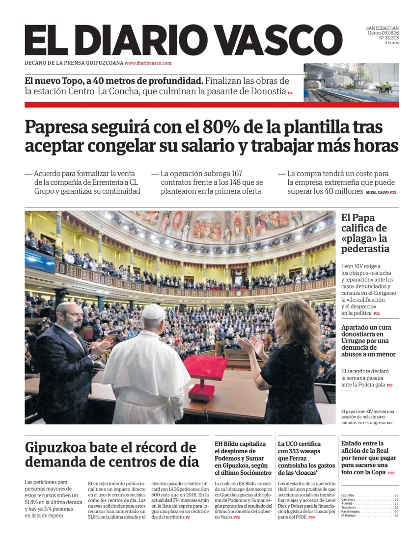 Portada de Diario Vasco