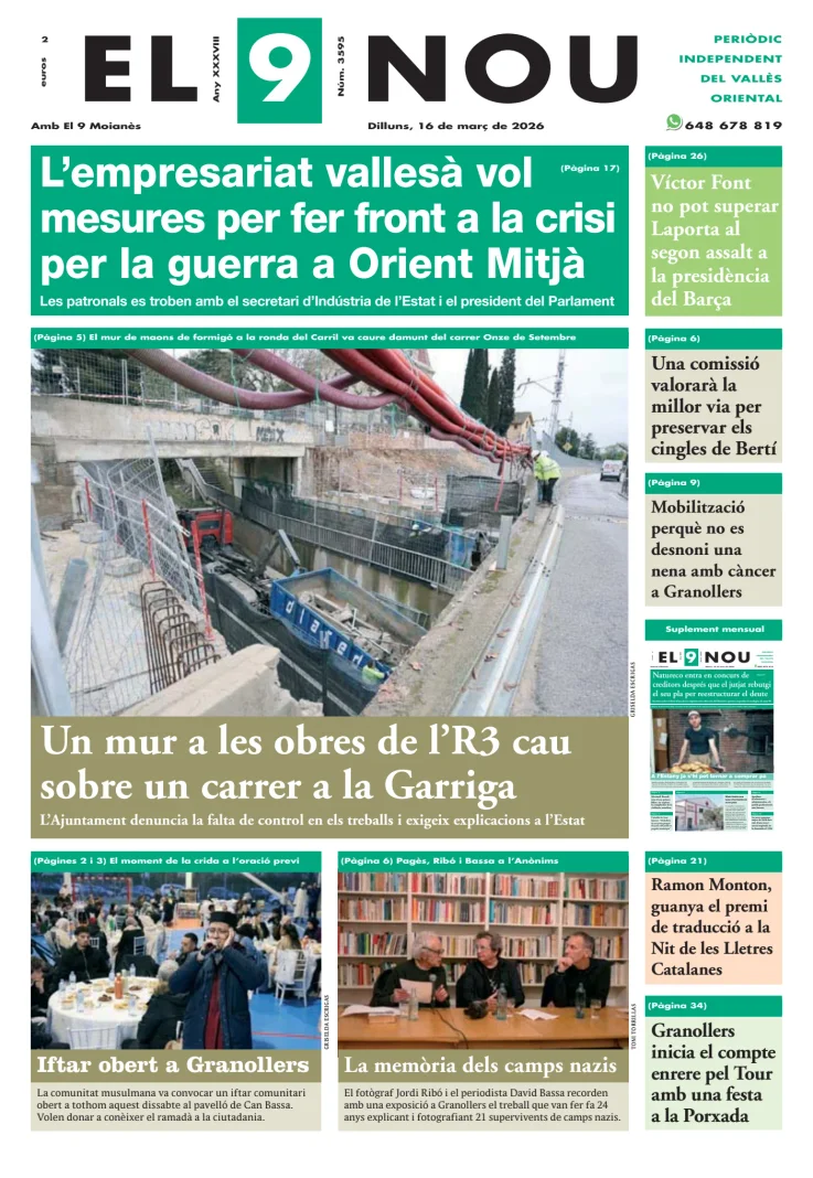Portada de El 9 Nou Vallès, 16 de marzo de 2026