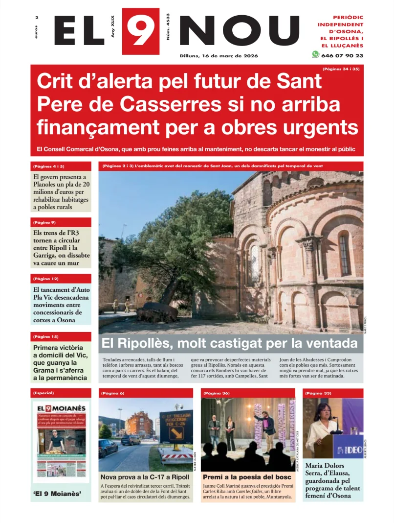 Portada de El 9 Nou, 16 de marzo de 2026