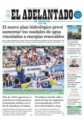 Portada de El Adelantado de Segovia, 1 de junio de 2026