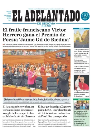 Portada de El Adelantado de Segovia, 10 de junio de 2026