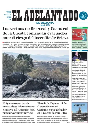 Portada de El Adelantado de Segovia, 22 de julio de 2026
