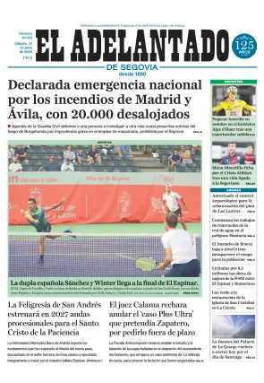 Portada de El Adelantado de Segovia, 25 de julio de 2026