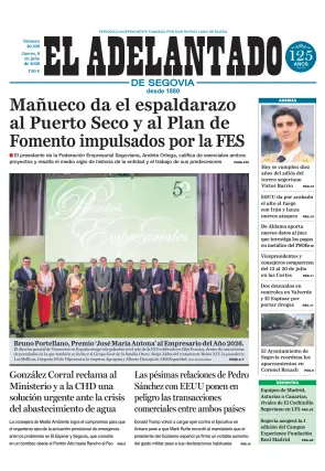 Portada de El Adelantado de Segovia, 9 de julio de 2026