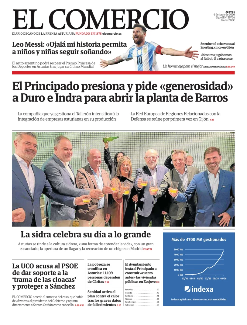Portada de El Comercio, 4 de junio de 2026