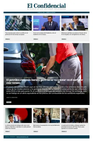 Portada de El Confidencial, 10 de julio de 2026