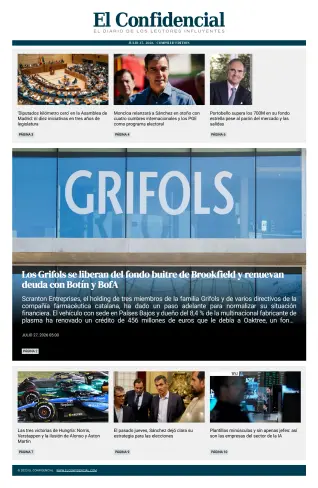 Portada de El Confidencial, 27 de julio de 2026