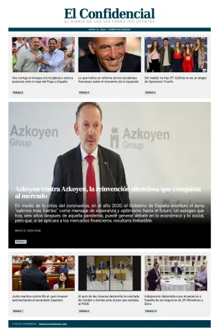 Portada de El Confidencial, 31 de mayo de 2026