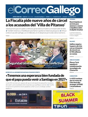 Portada de El Correo Gallego, 4 de junio de 2026