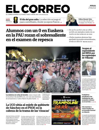 Portada de El Correo, 10 de julio de 2026