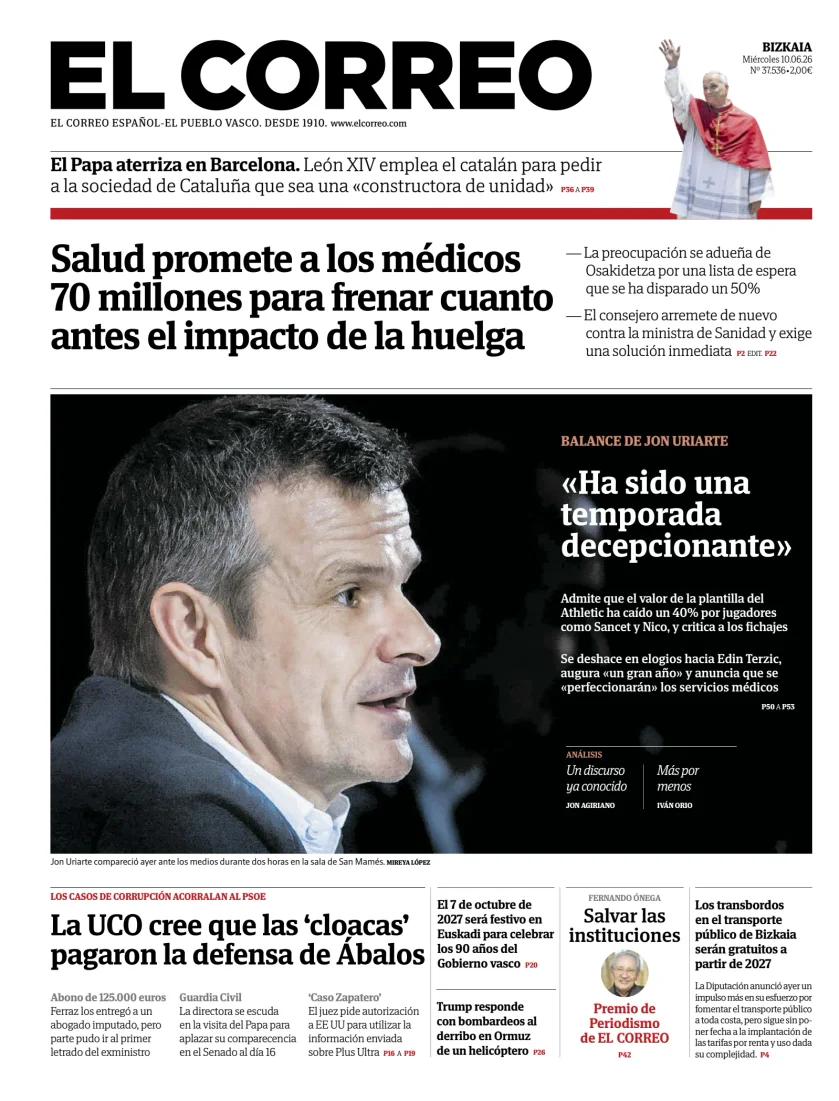 Portada de El Correo