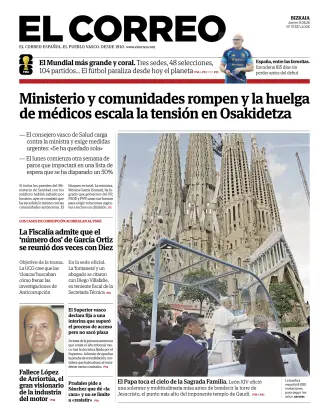 Portada de El Correo, 11 de junio de 2026