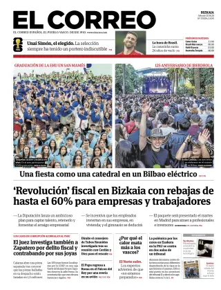 Portada de El Correo, 13 de junio de 2026