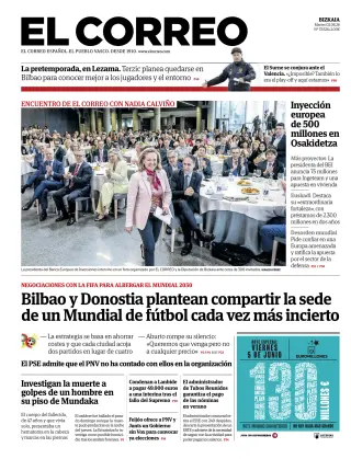 Portada de El Correo, 2 de junio de 2026