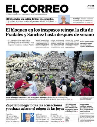Portada de El Correo, 24 de julio de 2026