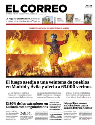 Portada de El Correo, 25 de julio de 2026