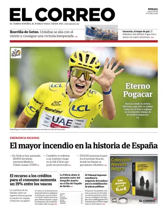 Portada de El Correo, 27 de julio de 2026
