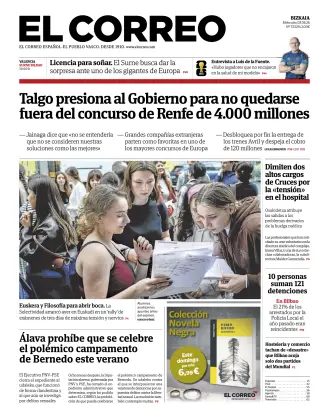 Portada de El Correo, 3 de junio de 2026