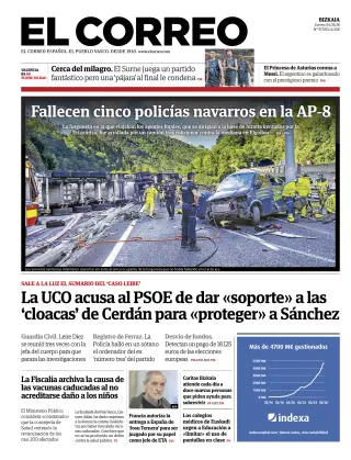 Portada de El Correo, 4 de junio de 2026