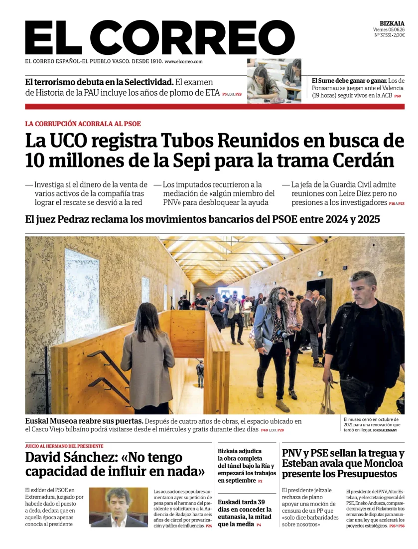 Portada de El Correo