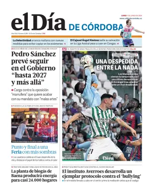 Portada de El Día de Córdoba, 1 de junio de 2026
