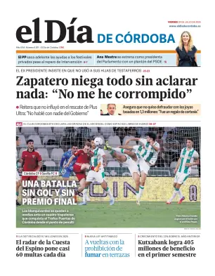 Portada de El Día de Córdoba, 24 de julio de 2026