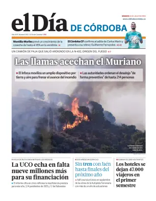 Portada de El Día de Córdoba, 25 de julio de 2026