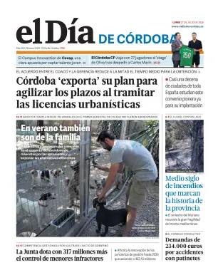 Portada de El Día de Córdoba, 27 de julio de 2026