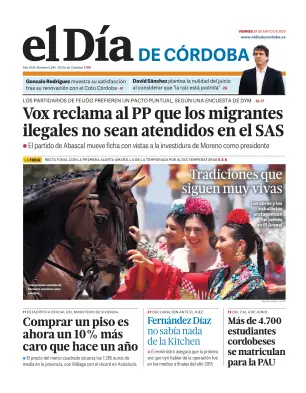 Portada de El Día de Córdoba, 29 de mayo de 2026