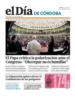 Portada de El Día de Córdoba, 9 de junio de 2026