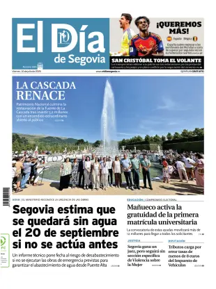 Portada de El Día de Segovia, 10 de julio de 2026