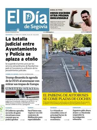 Portada de El Día de Segovia, 8 de julio de 2026
