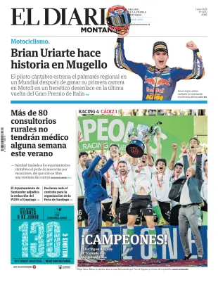 Portada de El Diario Montañés, 1 de junio de 2026