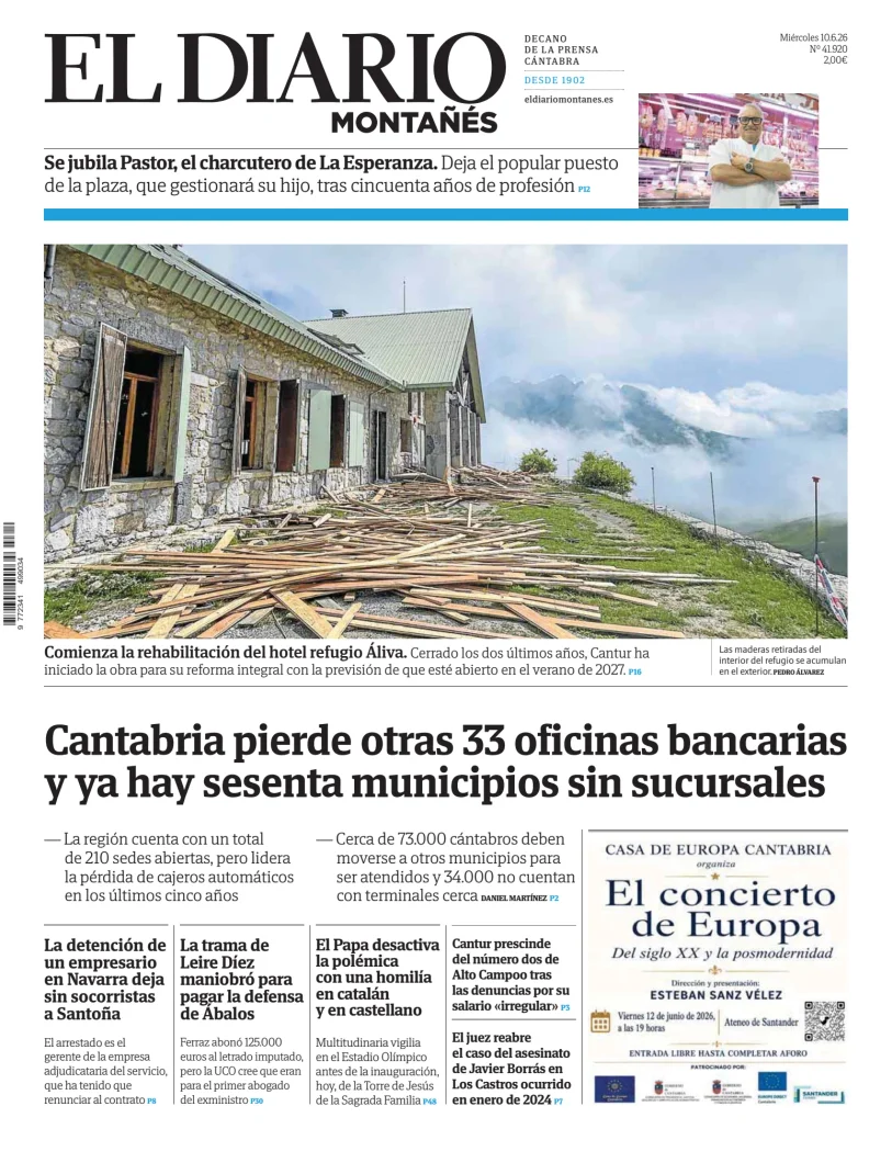 Portada de El Diario Montañés