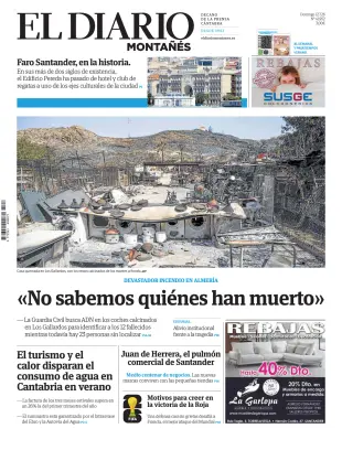 Portada de El Diario Montañés, 12 de julio de 2026