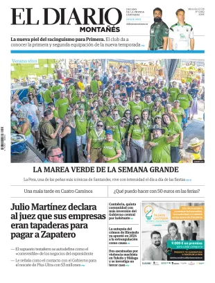 Portada de El Diario Montañés, 22 de julio de 2026