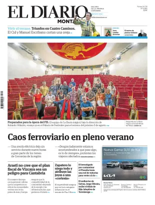 Portada de El Diario Montañés, 24 de julio de 2026