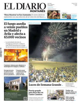 Portada de El Diario Montañés, 25 de julio de 2026