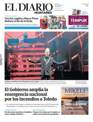 Portada de El Diario Montañés, 26 de julio de 2026