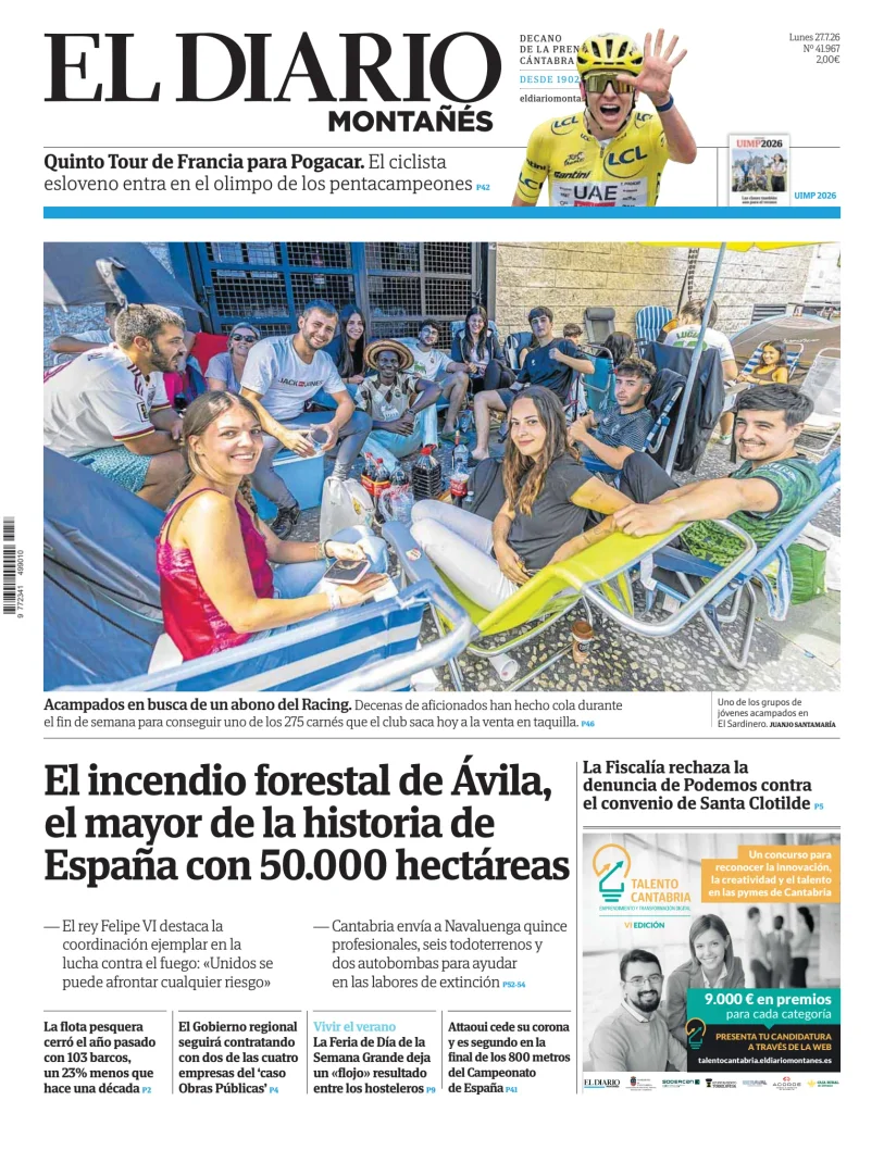 Portada de El Diario Montañés
