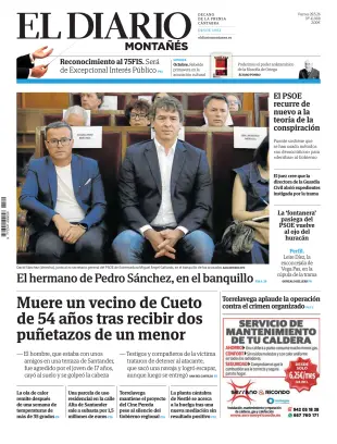 Portada de El Diario Montañés, 29 de mayo de 2026