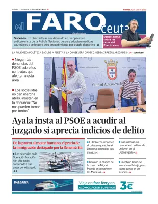 Portada de El Faro de Ceuta, 10 de julio de 2026