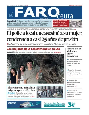 Portada de El Faro de Ceuta, 12 de junio de 2026