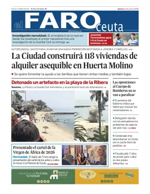 Portada de El Faro de Ceuta, 23 de julio de 2026