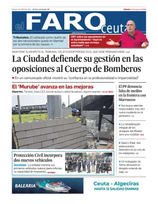 Portada de El Faro de Ceuta, 25 de julio de 2026