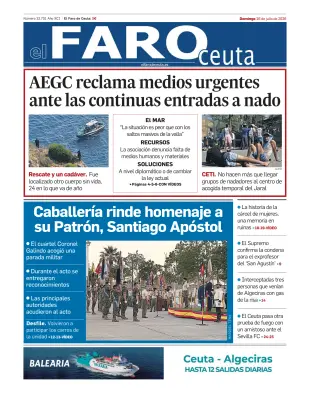 Portada de El Faro de Ceuta, 26 de julio de 2026