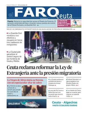 Portada de El Faro de Ceuta, 27 de julio de 2026